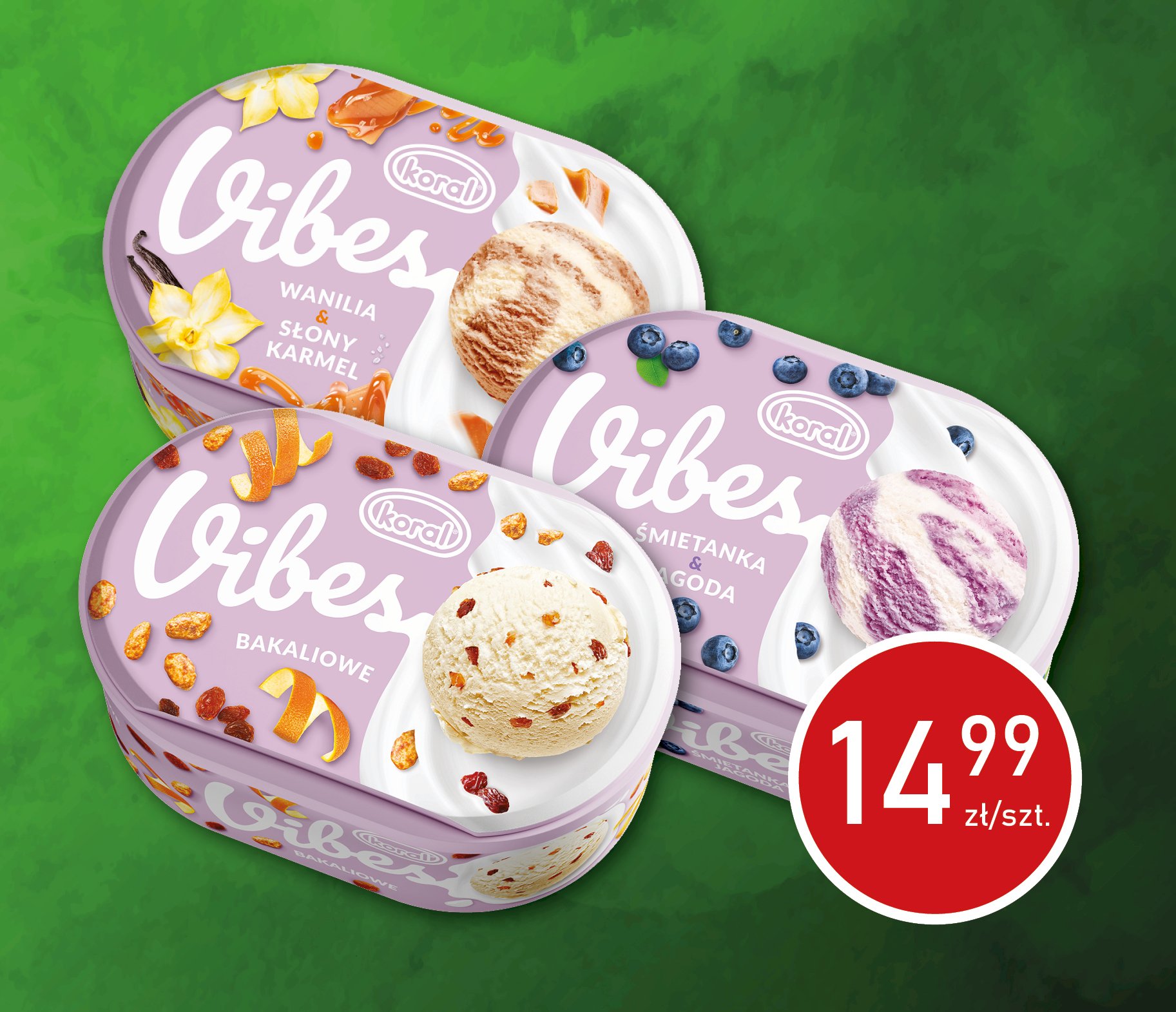 VIBES BAKALIOWE 1L VIBES o smaku śmietankowo-jagodowym 1L VIBES o smaku wanilii i słonego karmelu 1L 
