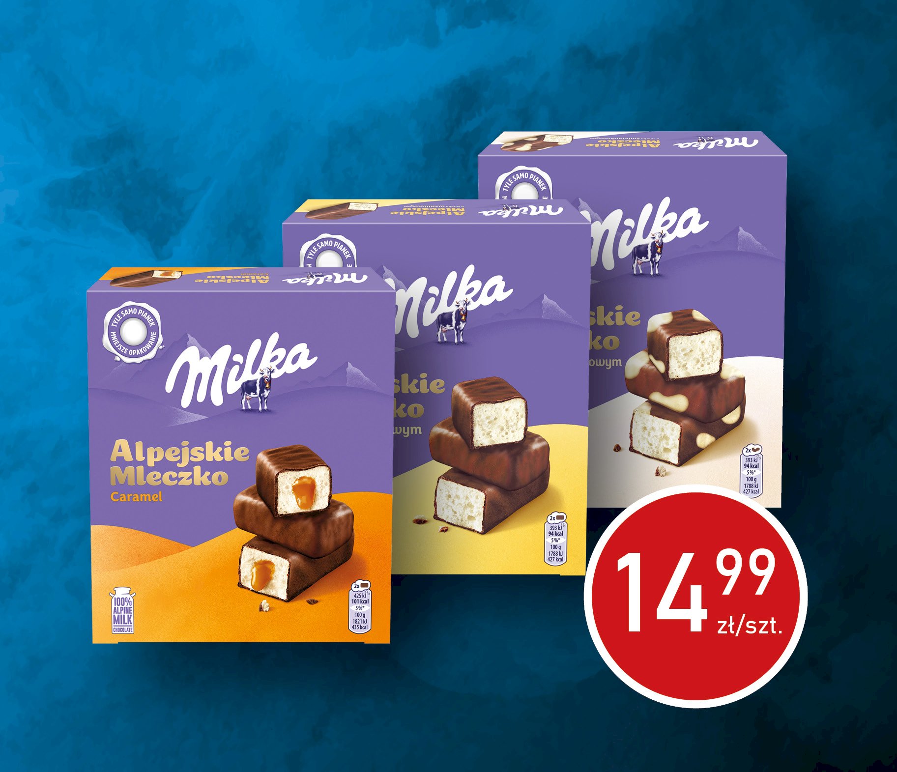 Milka Alpejskie Mleczko Caramel 350G  - Mondelez Milka Alpejskie Mleczko Łaciate 330G  - Mondelez Milka Alpejskie Mleczko Waniliowe 330G  - Mondelez