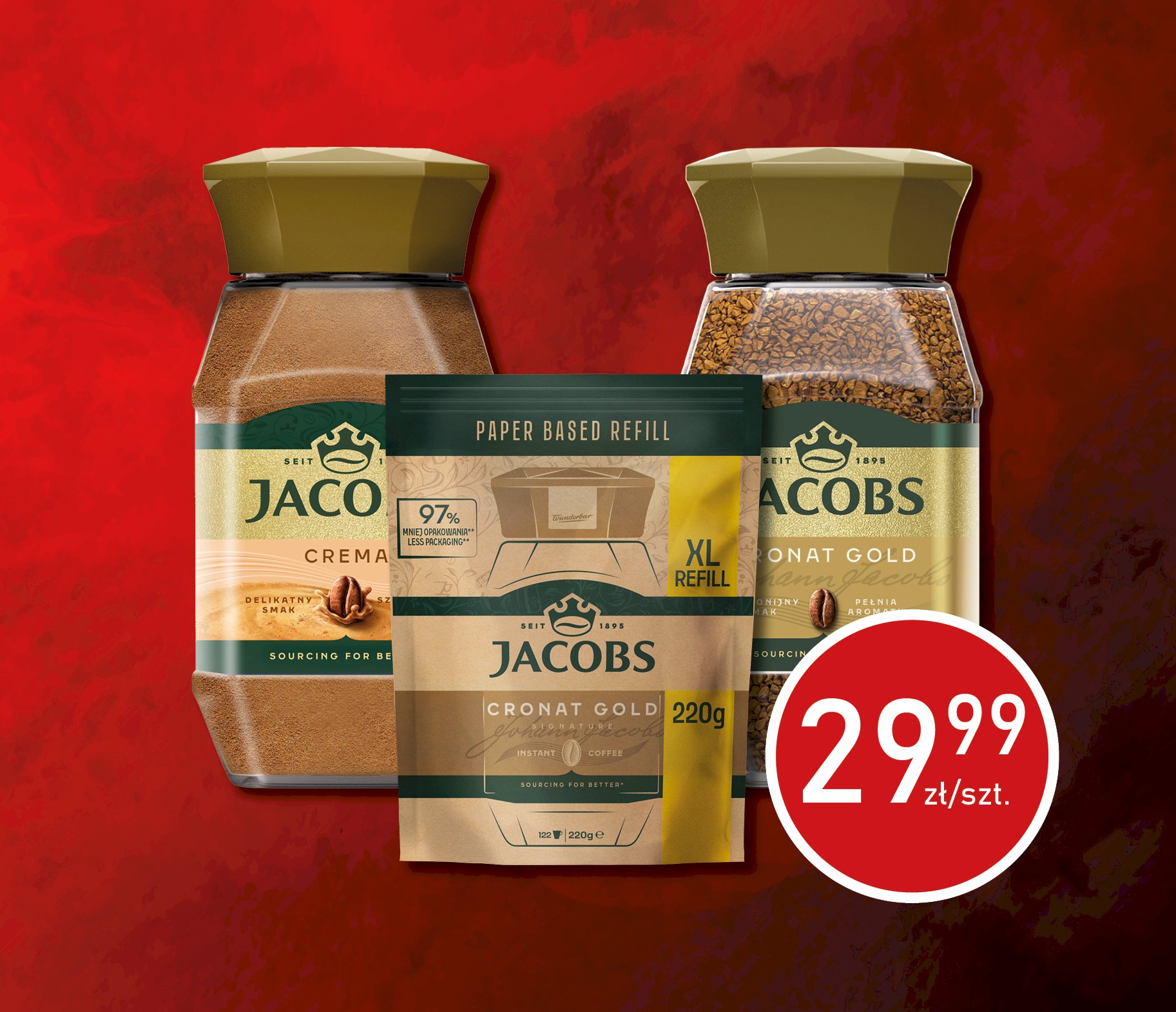 Jacobs Kawa Crema Gold 200G /Inst.Sł./ - JDE Jacobs Kawa Cronat Gold 200G /Inst.Sł./ - JDE Jacobs Kawa Cronat Gold 220G Folia /Inst./ - JDE